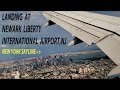 LANDING AT NEWARK LIBERTY INTERNATIONAL AIRPORT(EWR) NEW JERSEY,SPECTACULAR VIEW OF NEW YORK SKYLINE