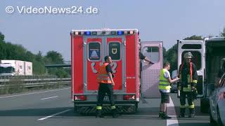 14.09.2016 - VN24 - LKW rast auf der Autobahn  A2 bei Dortmund in ein Stauende