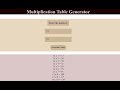 Multiplication Table Generator In JavaScript With Source Code | Source Code & Projects