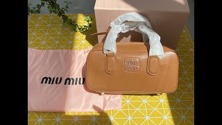 Miumiu horizontal square bag bowling bag brown color.Random inspection for customer's bag.Miumiu保龄球包