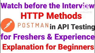 Software Testing | HTTP Methods in API Testing|GET, POST, PUT, PATCH, DELETE Explanation for Fresher