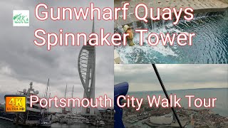 Gunwharf Quays & Spinnaker Tower Walking Tour | Portsmouth City Centre Relaxing Music 4K UHD YouTube