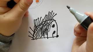 How a 4 year old draw a hedgehog! 4岁的孩子怎么画刺猬！