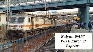 Mega Offlink Kalyan WAP7 With 22955 Bdts - Bhuj Kutch Sf Express Skipping Andheri | IR