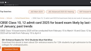 Admit Card Release Date Cbse Class 10 \u0026 12 2025