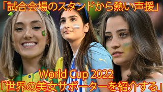 【World Cup 2022】世界の美女サポーターを紹介する。試合会場のスタンドから熱い声援。「ワールドカップがより盛り上がる素敵な企画」。ファンは「流石に可愛いな。特に南米の人は綺麗な人多いな」。