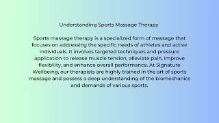Enhance Your Athletic Performance with Sports Massage Therapy at Signature Wellbeing