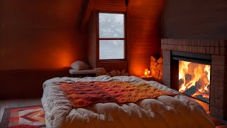 The huge snowstorm is coming, There are comfortable beds in this cabin, Come and sleep here!
