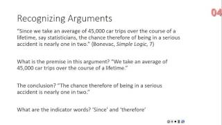 Critical Thinking Lecture: Recognizing Arguments