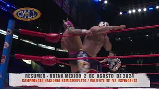 CMLL - CAMPEONATO NACIONAL SEMICOMPLETO / VALIENTE (R)  VS  ESFINGE (C) / ARENA MÉXICO / 02-08-24