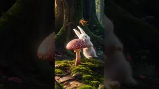 🐰✨ The Cute Bunny and the Magical Mushroom – A Whimsical Forest Adventure 🌿🍄