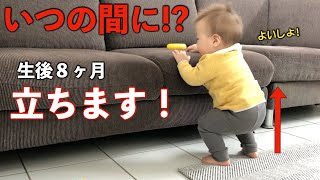 すごく上手にできます！【つかまり立ち】知らないうちにできるようになってました…