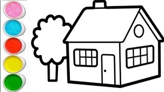 How to draw House 🏡 for kids and toddlers step by step/Easy drawing of house for kids/Preschool