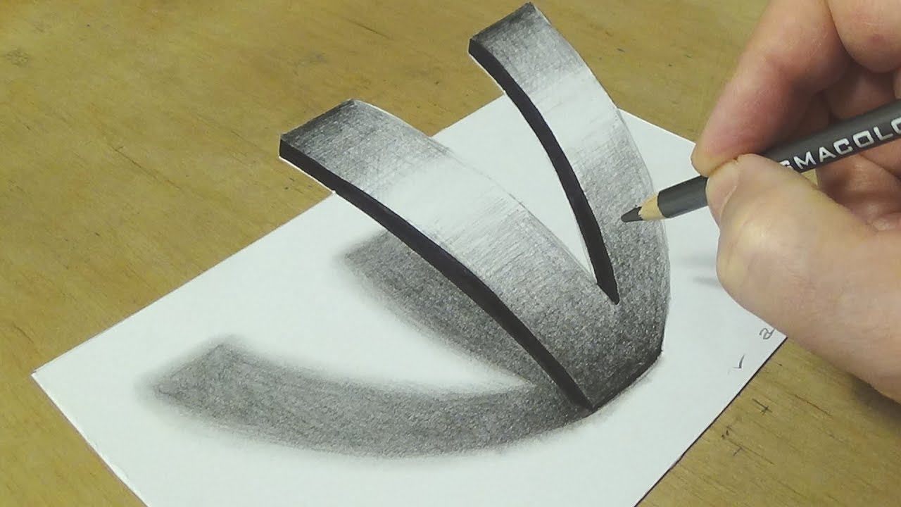 Very Easy Drawing Letter V How To Draw 3d Letter V Trick Art With