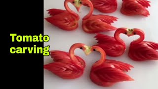 How to make swan from tomatoes/tomato swan carving/tomato swan making