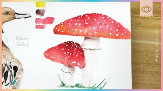 Watercolor Mushroom Painting Process | Paint with Us L'oeil