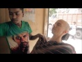 young indian street barber shave and head massage asmr intentional