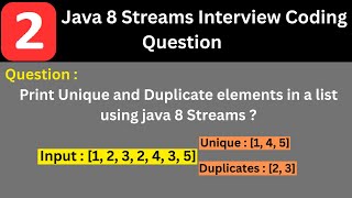 Find Unique and Duplicate Elements using Java 8 Streams | Java 8 Interview Question