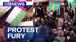 Hundreds of pro-Palestine protesters storm Melbourne | 9 News Australia