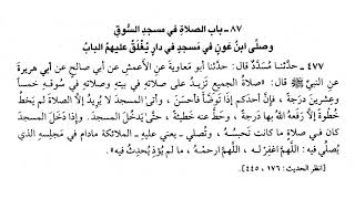 477 حديث: صلاة الجميع تزيد على صلاته في بيته، وصلاته في سوقه خمسا وعشرين درجة | صحيح البخاري