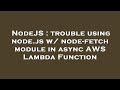 NodeJS : trouble using node.js w/ node-fetch module in async AWS Lambda Function