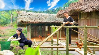 Build a tidy and clean bamboo kitchen, The 16 year old poor girl built a house for herself