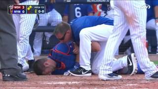 WSH@NYM: Plawecki exits after play at plate