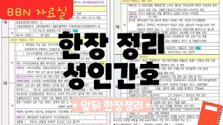 간호조무사공부) 성인간호 앞뒤한장정리