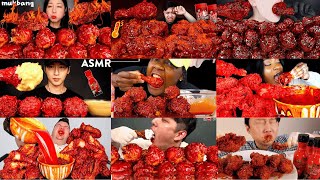 EATING 10X SPICY🔥FRIED CHICKEN || Asmr eating nuclear fire sauce with fried chicken 🥵🌶🔥