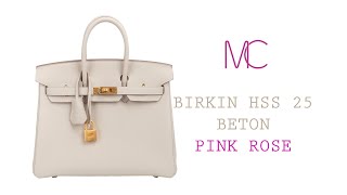 Hermes Birkin HSS 25 Bag Beton Pink Rose Pourpre Brushed Gold Hardware Togo • MIGHTYCHIC •