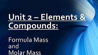 Formula Mass Notes Chem