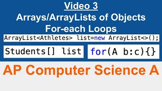 AP Computer Science A || Arrays/ArrayLists of Objects (Video 3)