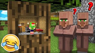 I HID IN A 1-BLOCK HOUSE IN THE TREE IN MINECRAFT!!