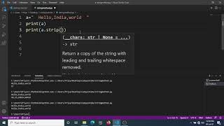 String method len,upper,lower,strip,replace,split and index position check in python