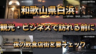 和歌山県白浜　20時頃の白浜海岸飲食店