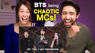 Reacting to BTS Being Chaotic MCs! 😂
