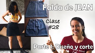 Clase #28 FALDA TIPO JEAN o VAQUERA. Parte 1: Patronaje y Corte. Super fácil y explicado al detalle