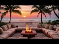 fresh sunset atmosphere at peaceful beach house with gentle jazz music u0026 crackling fireplace 🌅