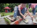 Pour cement into the vegetable garden path. It rained heavily, the water rose almost to the house