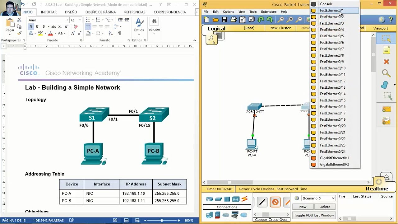 2.3.3.3 Lab - Building A Simple Network - YouTube