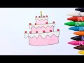 Birthday Cake Drawing For Kids | Coloring Activity for Kids