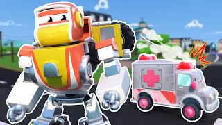 ROBOT AMBULANCE is out of control! SUPER ROBOT to the rescue! | Robot & Police Car Transform