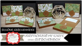 Card and box in one - nice large packaging - with voucher compartment - Stampin'Up! ® - Instructions