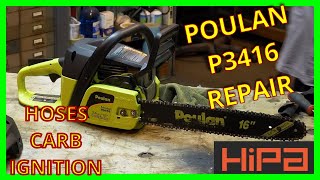 Poulan (P3416)-(P3314)  Chainsaw Repair & Service ~ Carb Rebuild, Hoses Replaced & Ignition How To