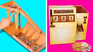 Sort And Count COINS like a PRO || How To Make DIY Cardboard Coin Counter And Sorting Machine💰