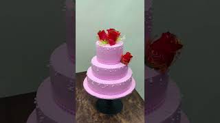 Beautiful 3 step cake design  light pink cake  #viral #trending #short #YouTube shot  #pink cake