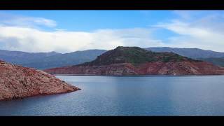 Norak, Tajikistan, Blue Sea Timelapse and Aerial Video. Нурекское водохранилище аэросъемка.