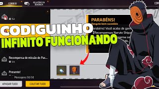 URGENTE! OUTRO CODIGUIN INFINITO DO NARUTO FUNCIONANDO QUE A GARENA LIBEROU PEGUE AGORA NO FREE FIRE