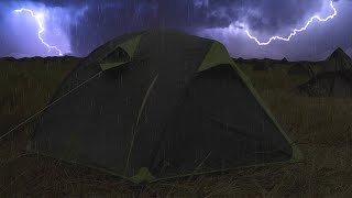 Thunderstorm & Rain On Tent Sounds For Sleeping . Lightning Drops Downpour Canvas Ambience