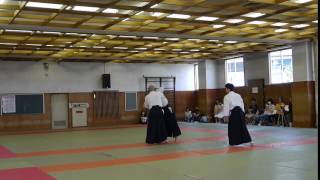 両手取りから崩して投げ　鴻心館合気道